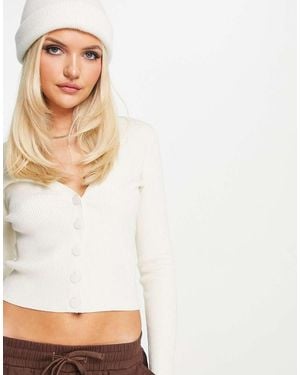 Pimkie Cardigan Polo A Maniche Lunghe Crema - Bianco