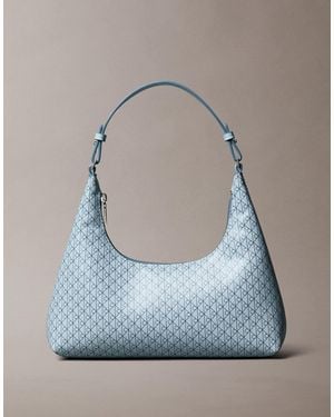 Calvin Klein Allover Monogram Logo Shoulder Bag - Blue