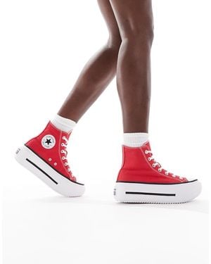 Converse Chuck Taylor All Star Lift Hi Double Stack Trainers - Red