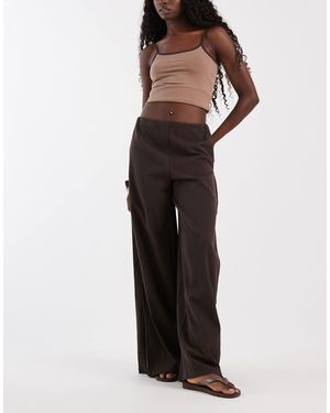 ONLY Pantalon large texturé chocolat - Marron