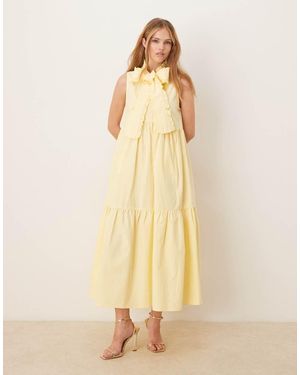 Sister Jane X Asos Bow Midi Shirt - Natural