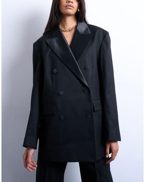 TOPSHOP 6 Button Double Breasted Tuxedo Suit Blazer Co Ord - Blue