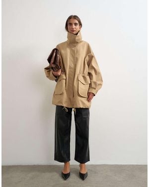TOPSHOP Twill Jack Met Getailleerde Taille En Opstaande Kraag - Naturel