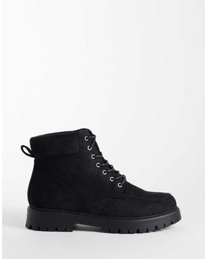 SEQWL Mexton Faux Suede Chunky Lace Up Desert Boots - Black
