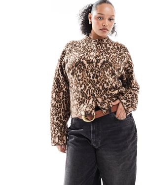 4th & Reckless – strickjacke mit knopfleiste und leopardenmuster - Schwarz