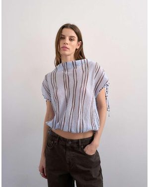 TOPSHOP Draped High Neck Top With Tie - Purple