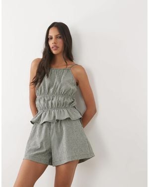 ASOS – shorts mit taillenschnürung und vichy-karo - Mehrfarbig
