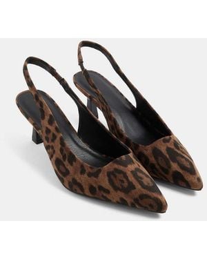 Yours Clothing Wide Fit Leopard Faux Suede Sling Back Heels - Black