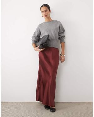 ASOS Satin Bias Maxi Skirt - Red