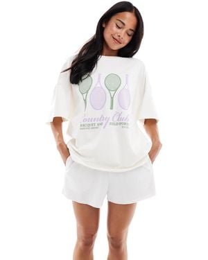 Bo&Tee Bo+tee Tennis Logo Relaxed T-shirt - White