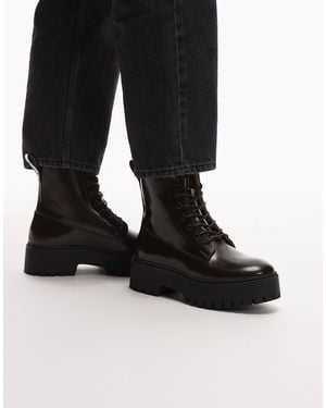 & Other Stories Pure Leather Chunky Leather Lace Up Boots - Black