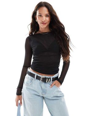 Cotton On Ashley Mesh Long Sleeve Top - Black