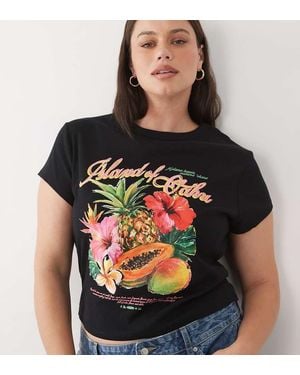 ASOS Asos Design Curve Baby Tee With Oahu Exotic Fruit Graphic - Black
