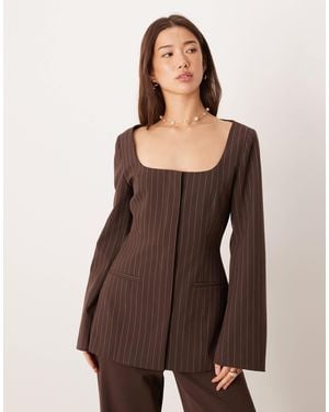 ASOS Exaggerated Square Neck Blazer - Brown