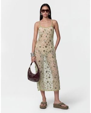 Noisy May Sheer Sequin Maxi Dress - Natural
