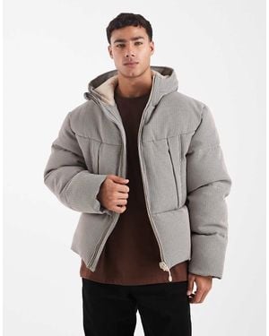 ASOS Houndstooth Puffer Jacket - Grey
