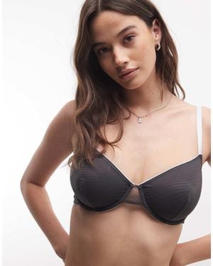 ASOS Fuller Bust Emilia Sheer Mesh Underwired Bra With Contrast Trim - Black