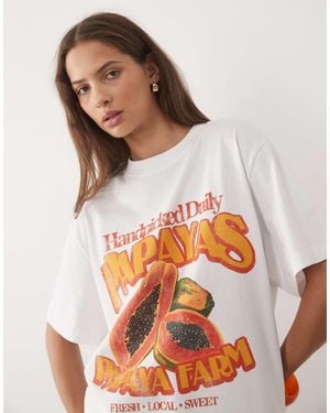 ASOS Oversized T-Shirt With Papaya Graphic - White