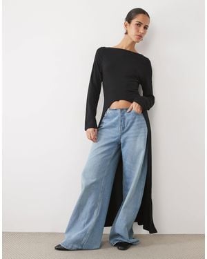 ASOS Asym High Low Hem T-shirt - Blue