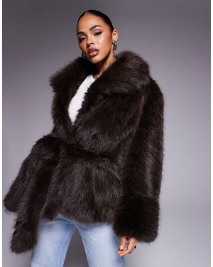 ASOS – mantel aus kunstpelz - Grau