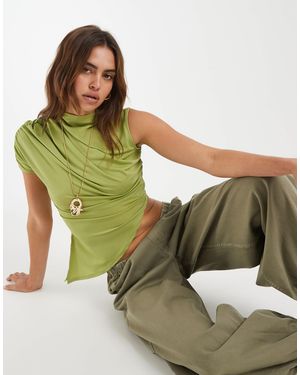 BRONZE SNAKE Danielle Asymetric High Neck Top - Green