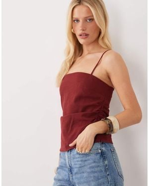 Mango Riga Strappy Ruched Sides Top - Red