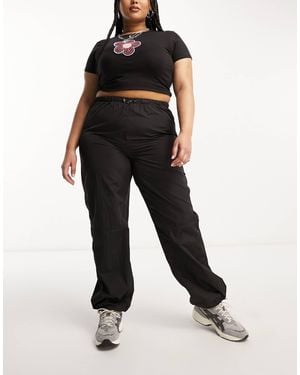 Heartbreak Plus Parachute Wide Leg Pants - Black