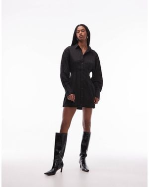 ASOS Mini Shirt Dress With Cinched Waist - Black