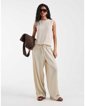 Vero Moda Textured Plisse Barrel Leg Trouser Co-ord - Natural