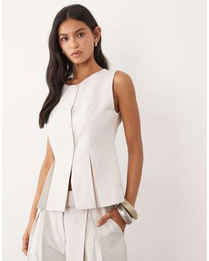 JW PEI Tailored Pleat Detail Waistcoat Co-Ord - White