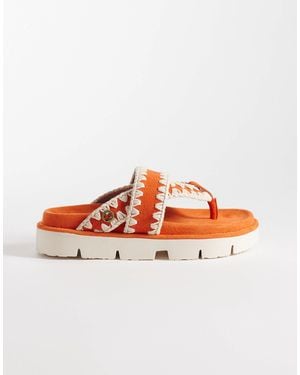 Mou Overstitch Sandals - Grey
