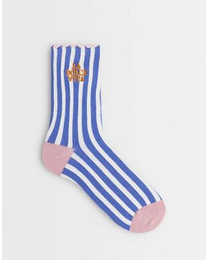 Accessorize Dolce Vita Ruffle Edge Stripe Socks - Blue