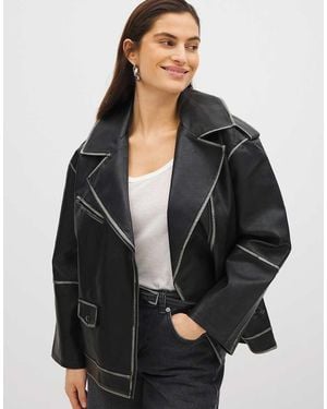 NA-KD Washed Out Pu Biker Jacket - Black