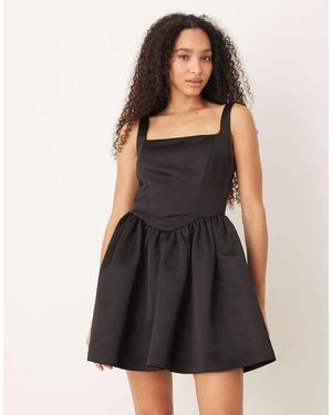 Gina Tricot Corset Style Satin Mini Dress - Black