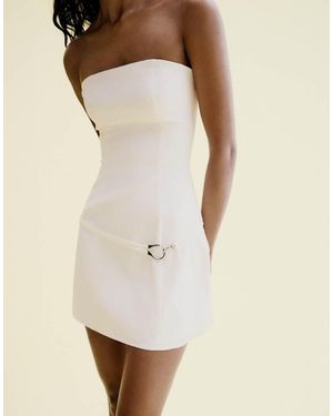 Bershka Mini Bandeau Dress - Natural