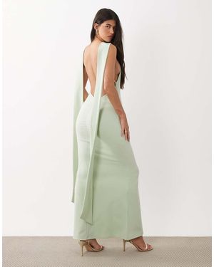 ASOS Scarf Detail Maxi Dress With Plunge Back - Green