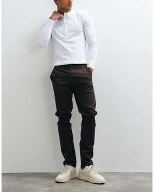 Threadbare Pantalones De Pernera Entallada En Chocolate - Blanco