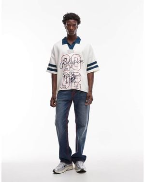 TRUE RELIGION Vaqueros Con Lavado Medio, Bolsillos De Solapa Y Pespuntes Rojos Billy Super T De - Azul