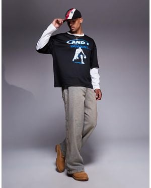 AND1 – zweilagiges, langärmliges sportshirt aus jersey - Blau