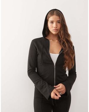 Monki Fitted Co-Ord Hoodie With Flared Sleeve - Black