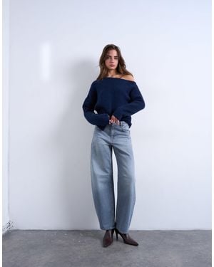 TOPSHOP Barrel Mid Rise Jean - Blue