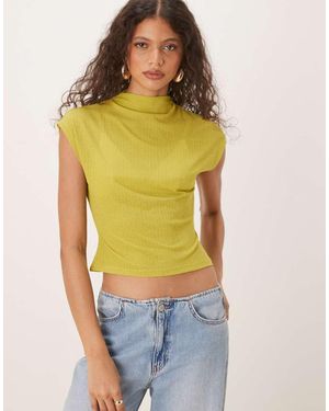 ASOS T-Shirt Accollata Color Oliva A Coste Dalla Mano Asciutta - Giallo