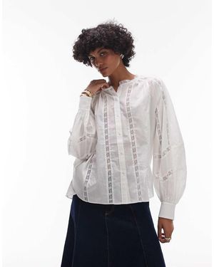 & Other Stories Lace Ladder Insert Blouse - Grey