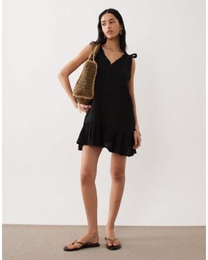 esmé studios Tie Strap Mini Beach Dress - Black