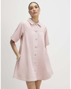 River Island Button Through Denim Dress - Pink