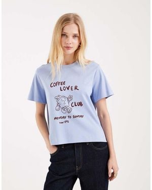 Vero Moda Oversized Boxy T-shirt With Coffee Lover Graphic - Blue