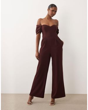 Forever New Jumpsuit mit carmen-ausschnitt, korsett-detail und weitem bein - Lila