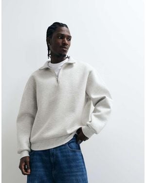 ASOS Oversized Quarter Zip Sweatshirt - Grey