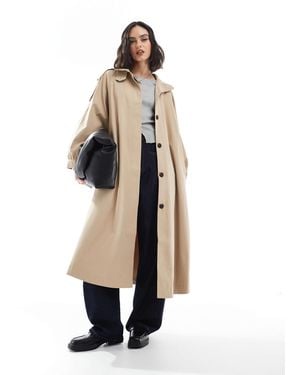 ASOS Funnel Neck Longline Trench Coat - White