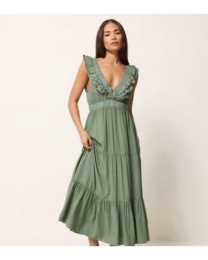 PixieGirl Petite Frill Maxi Dress - Green